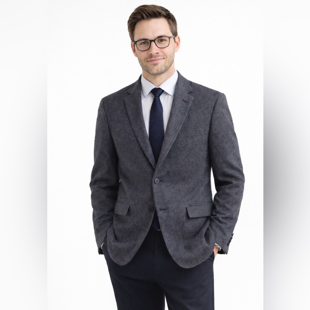 Tommy Hilfiger Men’s 40L Wool Blend Blue Speckled Knit Blazer Sport Coat Long